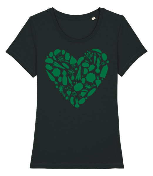 vegetariánská Heart - Dámské bio tričko Stanley Stella - Černá - Napřed
