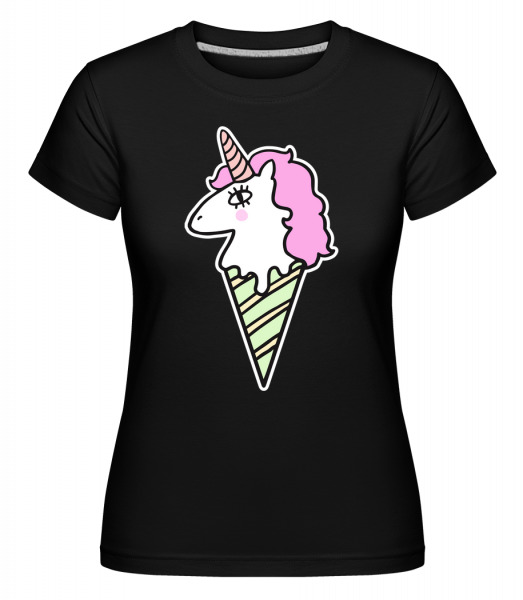 Unicorn Ice Creme -  Shirtinator tričko pro dámy - Černá - Napřed