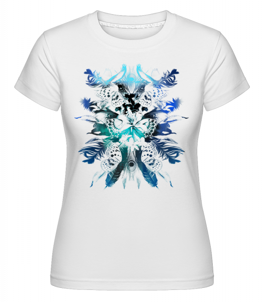 Peří a motýli -  Shirtinator tričko pro dámy - Bílá - Napřed