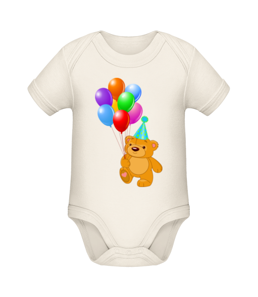 Medvěd s balónky - Bio body pro děti - Krémová - Napřed