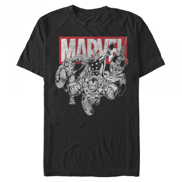 Marvel - Avengers - Skupina IronMan Poses - Pánské Tričko - Černá - Napřed