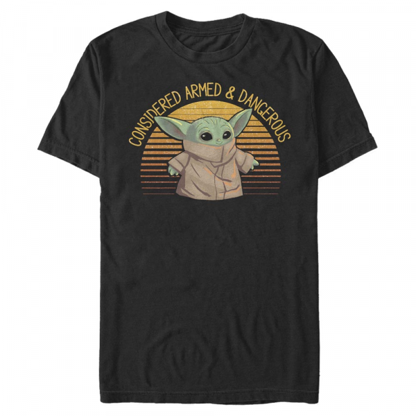 Star Wars - Mandalorian - The Child Sunset Cute Yoda - Pánské Tričko - Černá - Napřed