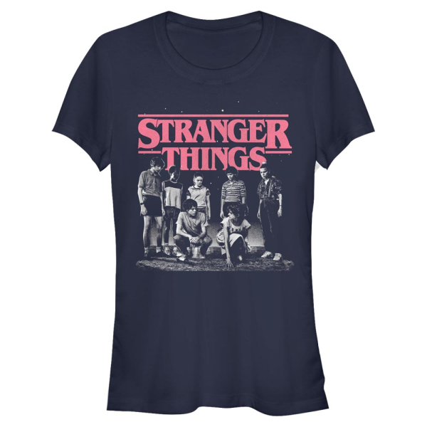 Netflix - Stranger Things - Skupina Stranger Fade - Dámské Tričko - Namořnická modrá - Napřed