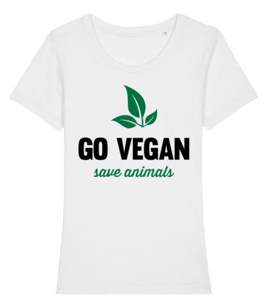 Go Vegan zachránit zvířata - Dámské bio tričko Stanley Stella - Bílá - Napřed