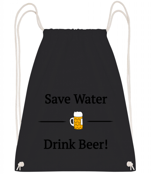 Save Water Drink Bier - Drawstring batoh se šňůrkami - Černá - Napřed