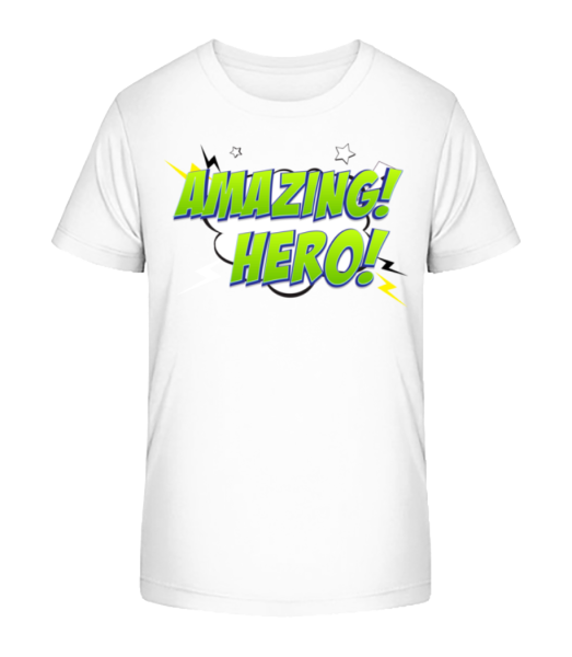 Amazing Hero Icon - Detské Bio tričko Stanley Stella - Bílá - Napřed