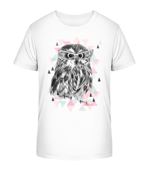 Hipster Owl - Detské Bio tričko Stanley Stella - Bílá - Napřed