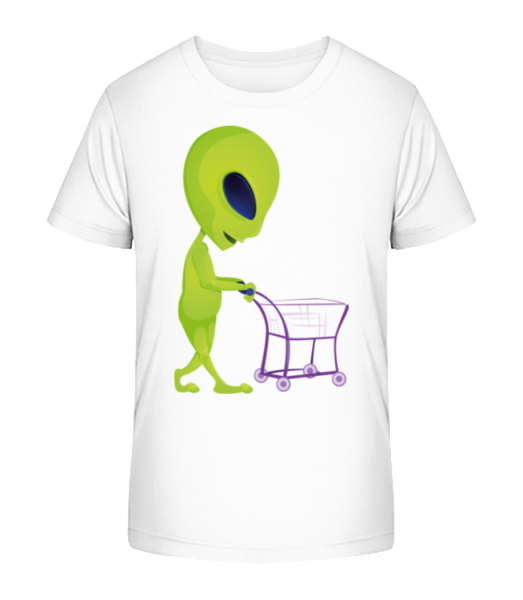 Alien s nákupním vozíkem - Detské Bio tričko Stanley Stella - Bílá - Napřed