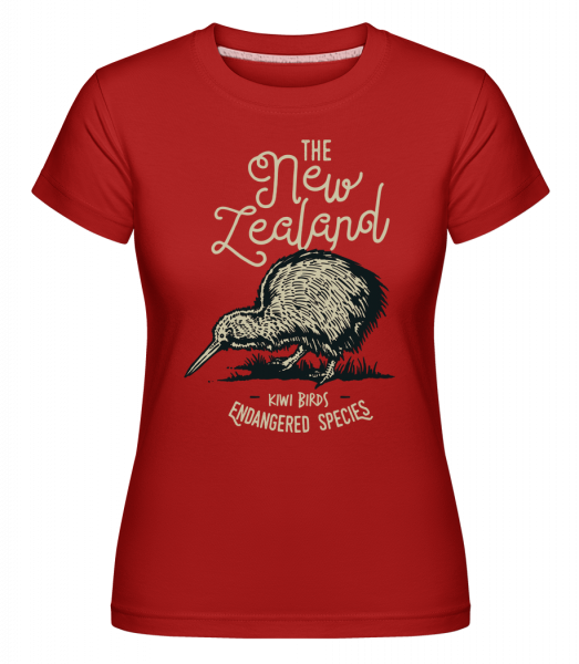 Kiwi New Zealand -  Shirtinator tričko pro dámy - Červená - Napřed