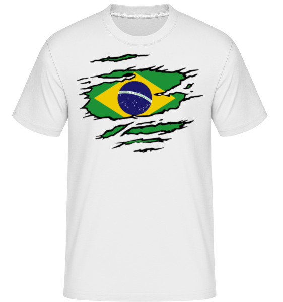 Brazílska Vlajka -  Shirtinator tričko pro pány - Bílá - Napřed