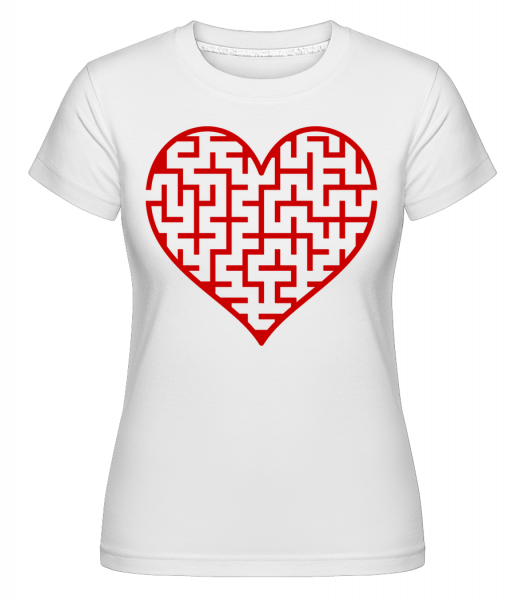 Heart Maze Red -  Shirtinator tričko pro dámy - Bílá - Napřed