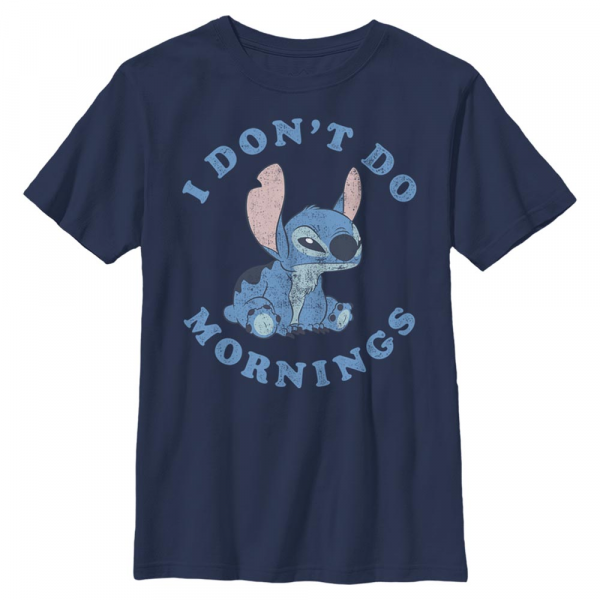 Disney - Lilo & Stitch - Stitch Mornings - Dětské Tričko - Namořnická modrá - Napřed