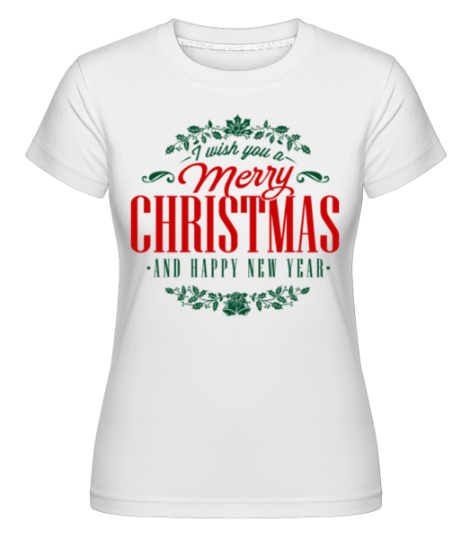 Merry Christmas Label -  Shirtinator tričko pro dámy - Bílá - Napřed