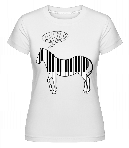 klavír Zebra -  Shirtinator tričko pro dámy - Bílá - Napřed