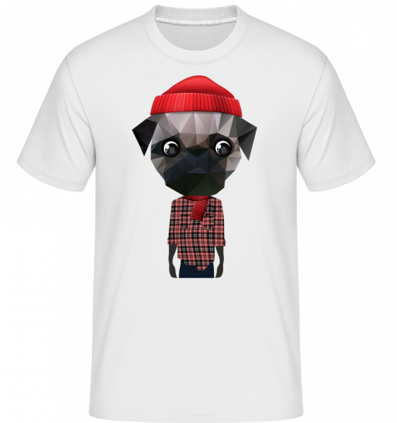 Polygon Dog Hipster -  Shirtinator tričko pro pány - Bílá - Napřed