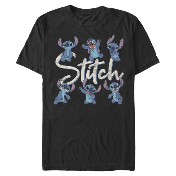 Disney - Lilo & Stitch - Stitch Poses - Pánské Tričko - Černá - Napřed