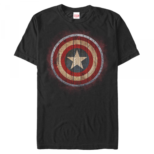 Marvel - Avengers - Captain America Wooden Shield - Pánské Tričko - Černá - Napřed