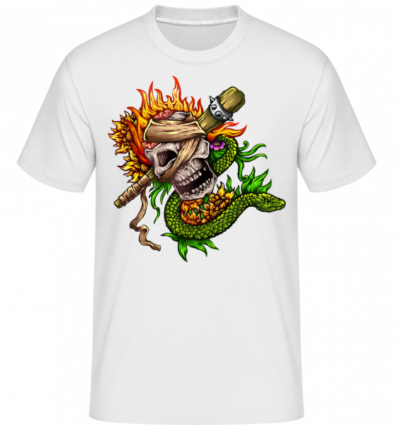 Fire Skull -  Shirtinator tričko pro pány - Bílá - Napřed