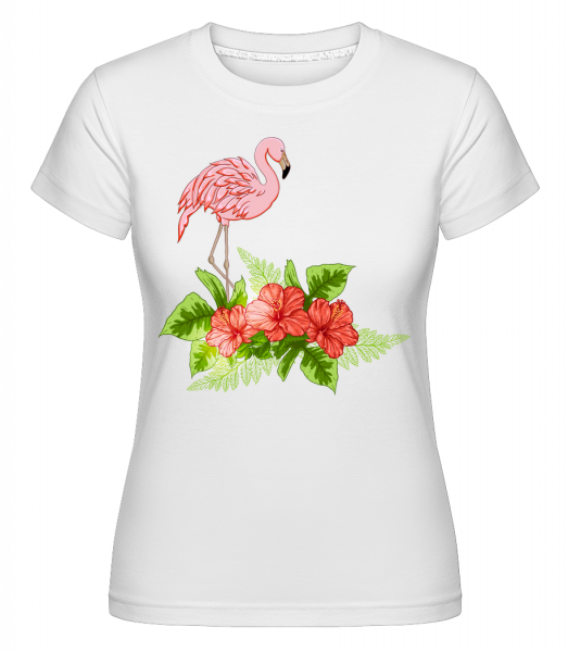 Flamingo In Paradise -  Shirtinator tričko pro dámy - Bílá - Napřed
