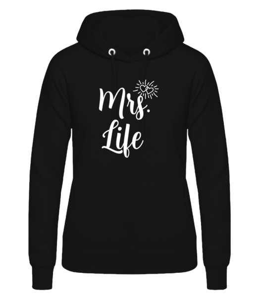 Mrs Life - Dámská mikina s kapucí - Černá - Napřed