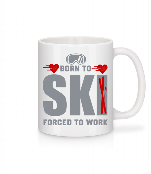 Born To Ski Forced To Work - Keramický hrnek - Bílá - Napřed