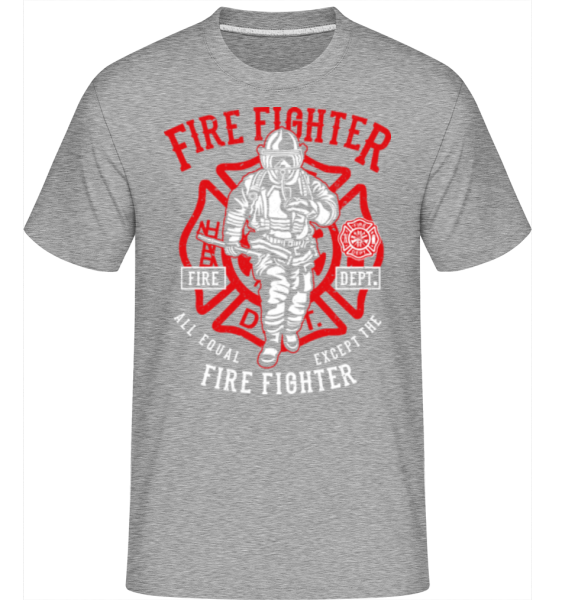 Fire Fighter -  Shirtinator tričko pro pány - Melírově šedá - Napřed