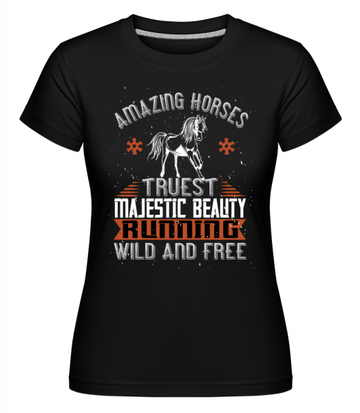 Amazing Horses Running Wild And Free -  Shirtinator tričko pro dámy - Černá - Napřed