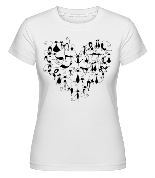 Cat Heart -  Shirtinator tričko pro dámy - Bílá - Napřed