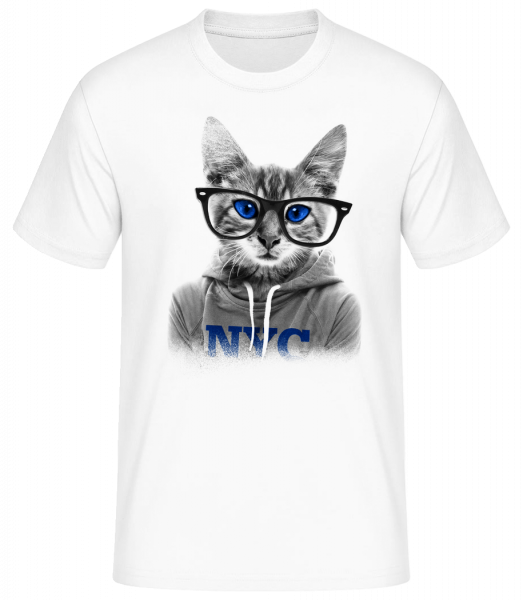 Cat NCY - Pánské basic tričko - Bílá - Napřed