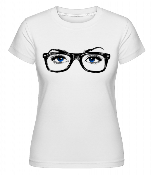 Hipster očí Modrá -  Shirtinator tričko pro dámy - Bílá - Napřed