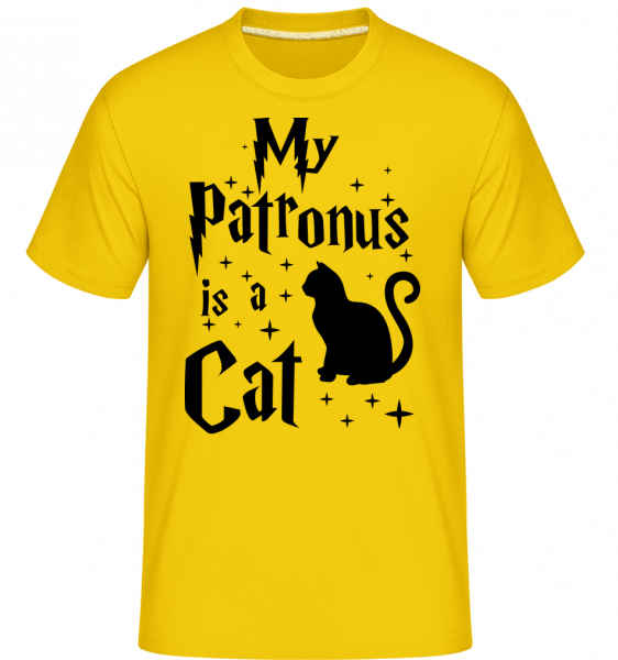 Můj patron je kočka -  Shirtinator tričko pro pány - Zlatožlutá - Napřed