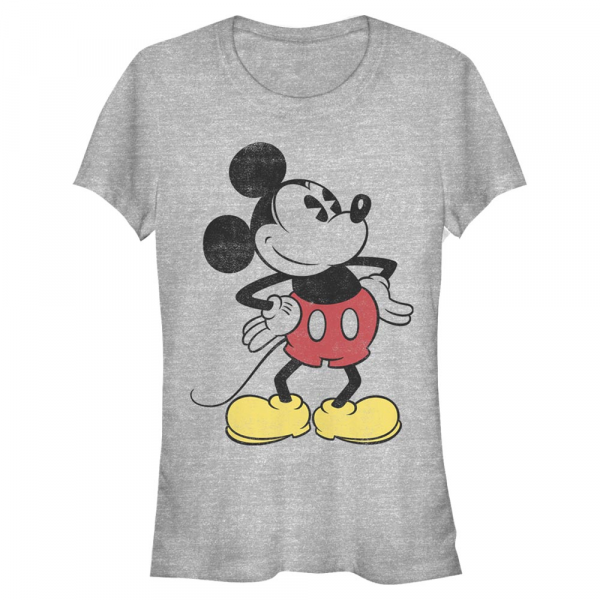 Disney - Mickey Mouse - Mickey Mouse Classic Vintage Mickey - Dámské Tričko - Melírově šedá - Napřed