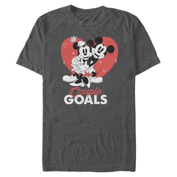 Disney Classics - Mickey Mouse - Mickey & Minnie Couple Goals - Den svatého Valentýna - Pánské Tričko - Melirovĕ antracitová - Napřed