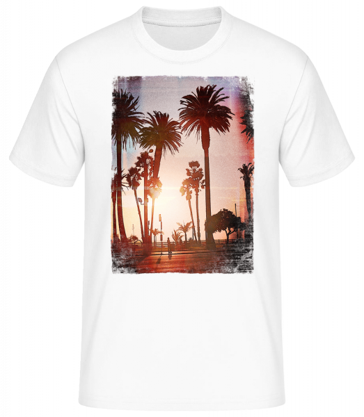 Palm Promenade - Pánské basic tričko - Bílá - Napřed