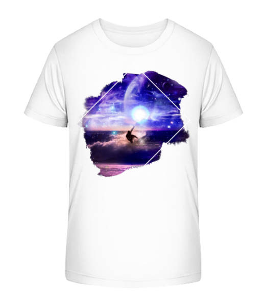 Galactic Surfer - Detské Bio tričko Stanley Stella - Bílá - Napřed