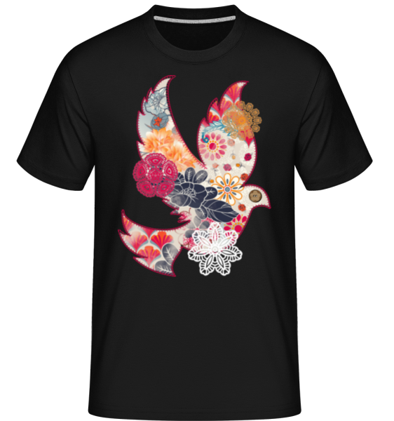 Našitý Bird Koláž -  Shirtinator tričko pro pány - Černá - Napřed