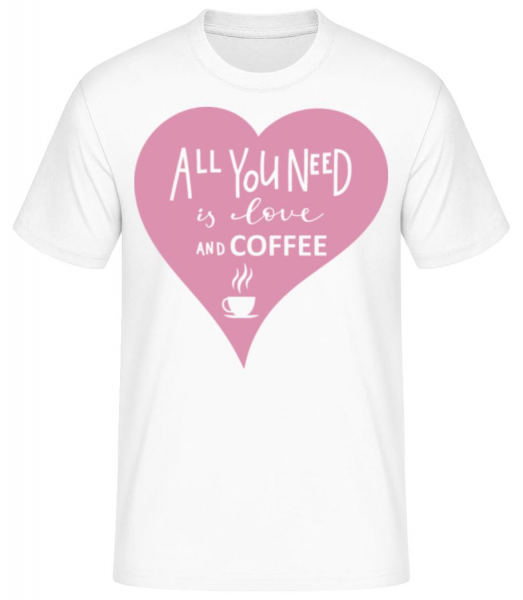 Láska a káva - Pánské basic tričko - Bílá - Napřed