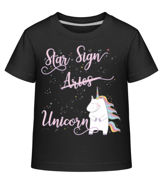Star Sign Unicorn Aries - Dĕtské Shirtinator tričko - Černá - Napřed