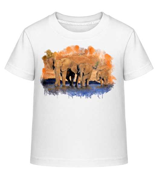 Sloni v jezeře - Dĕtské Shirtinator tričko - Bílá - Napřed