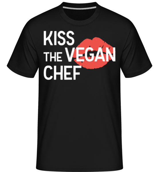 Kiss The Vegan Chef -  Shirtinator tričko pro pány - Černá - Napřed