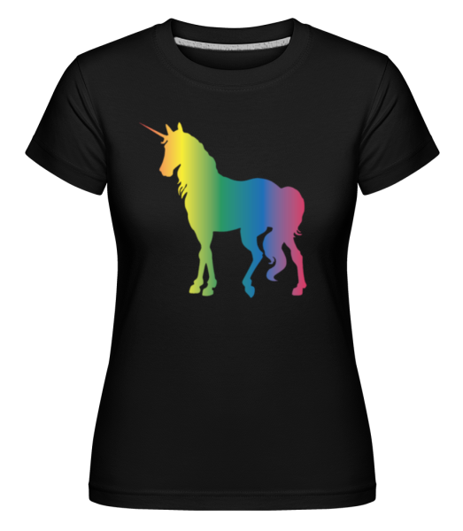 Unicorn Duha -  Shirtinator tričko pro dámy - Černá - Napřed