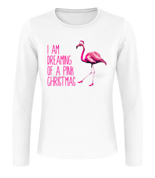 Pink Christmas - Dámské tričko s dlouhým rukávem basic - Bílá - Napřed