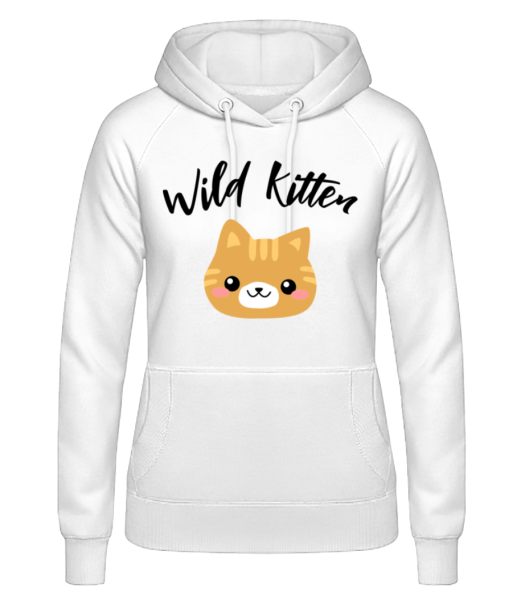 Wild Kitten - Dámská mikina s kapucí - Bílá - Napřed