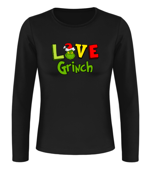 Love Grinch - Dámské tričko s dlouhým rukávem basic - Černá - Napřed
