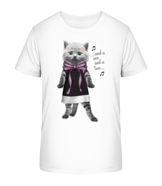 Dancing Cat - Detské Bio tričko Stanley Stella - Bílá - Napřed