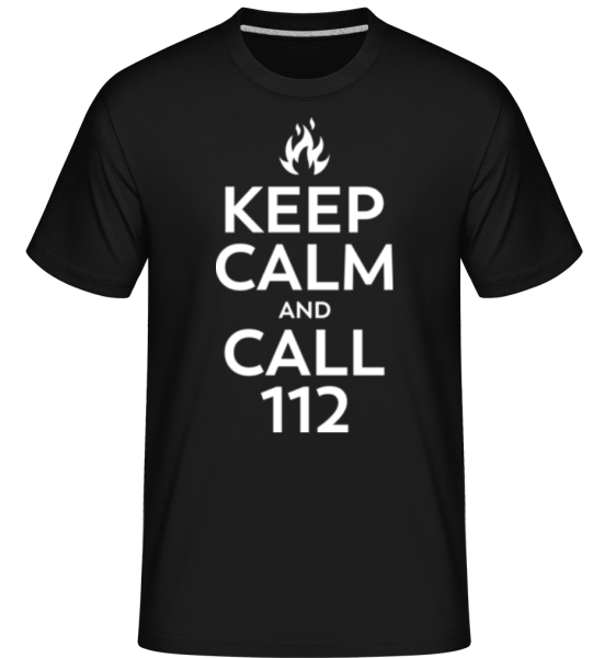 Keep Calm And Call 112 -  Shirtinator tričko pro pány - Černá - Napřed