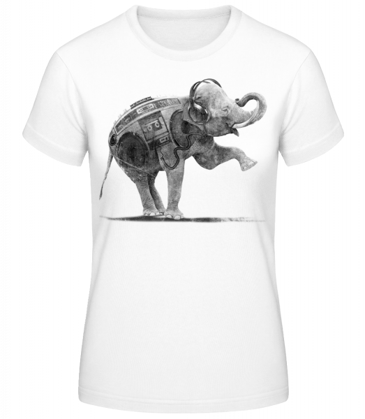 Ghettoblaster Elephant - Dámské basic tričko - Bílá - Napřed