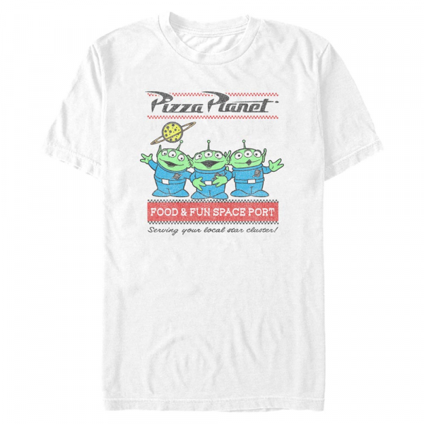 Disney - Příběh hraček - Aliens Pizza Planet Surf - Pánské Tričko - Bílá - Napřed