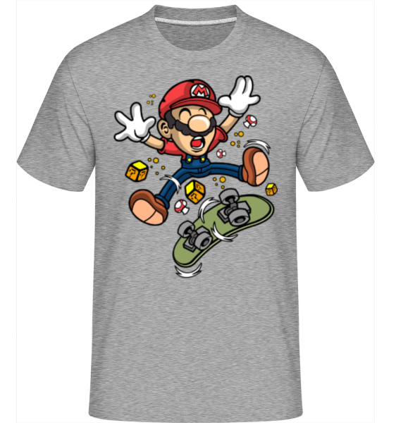 Mario Skater -  Shirtinator tričko pro pány - Melírově šedá - Napřed