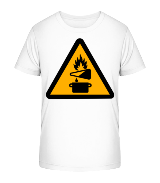 Pozor Nebezpečí požáru - Detské Bio tričko Stanley Stella - Bílá - Napřed